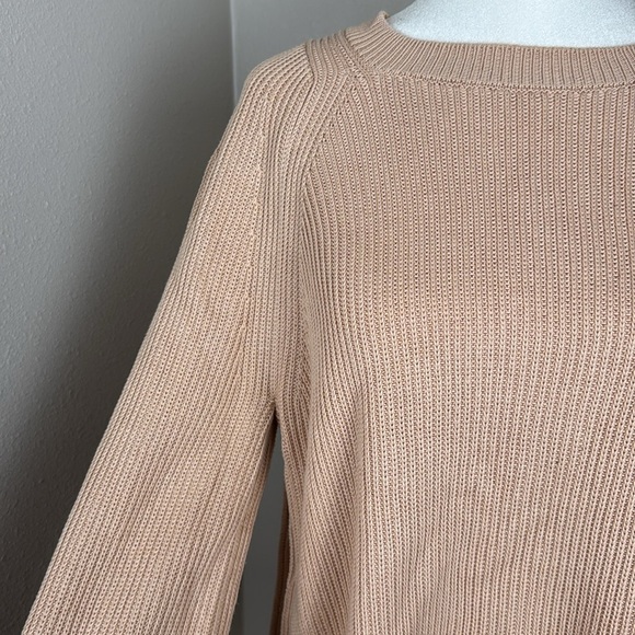 Lafayette 148 Cream Ribbed Cotton-Silk Blend Knit Crewneck Vented Sweater sz S - Picture 7 of 15